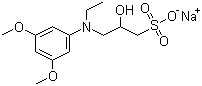 structure of CAS# 83777-30-4, N-Ethyl-N-(2-hydroxy-3-sulfopropyl)-3,5-dimethoxyaniline sodium salt