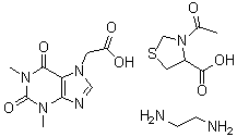 CAS 登录号：84083-21-6, 3-乙酰基-4-噻唑烷羧酸与1,2-乙二胺和1,2,3,6-四氢-1,3-二甲基-2,6-二氧代-7H-嘌呤-7-乙酸的化合物