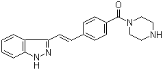 CAS # 841258-76-2, [4-[(1E)-2-(1H-Indazol-3-yl)ethenyl]phenyl]-1-piperazinylmethanone, 1-[4-[(1E)-2-(1H-Indazol-3-yl)ethenyl]benzoyl]piperazine