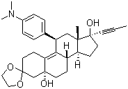 CAS 登录号：84371-64-2, (5a,11b,17b)-11-[4-(二甲基氨基)苯基]-5,17-二羟基-17-(1-丙炔基)雌甾-9-烯-3-酮环缩乙二醇, 米非司酮中间体