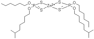 CAS 登录号：84434-50-4, (T-4)-二[O-己基 O-(6-甲基庚基)二硫代磷酸]-锌