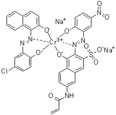 CAS 登录号：84434-74-2, [1-[(5-氯-2-羟基苯基)偶氮]-2-萘酚][4-羟基-3-[(2-羟基-5-硝基苯基)偶氮]-7-[(1-氧代-2-丙烯基)氨基]-2-萘磺酸基]铬酸二钠盐