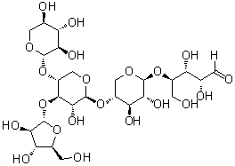 O-alpha-L-呋喃阿拉伯糖基-(1→3)-O-[beta-D-吡喃木糖基-(1→4)]-O-beta-D-吡喃木糖基-(1→4)-O-beta-D-吡喃木糖基-(1→4)-D-木糖分子结构 (CAS 84666-93-3)