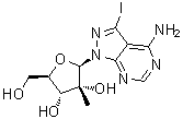 CAS # 847551-00-2, 3-Iodo-1-(2-C-methyl-beta-D-ribofuranosyl)-1H-pyrazolo[3,4-d]pyrimidin-4-amine