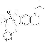 CAS 登录号：848080-36-4, 1,1,1-三氟-N-[1,2,3,4-四氢-1-(2-甲基丙基)-6-[2-(1,3,4-噻二唑-2-基)偶氮]-7-喹啉基]甲烷磺酰胺