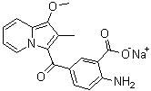 structure of CAS# 848318-25-2, 2-氨基-5-[(1-甲氧基-2-甲基吲哚嗪-3-基)羰基]苯甲酸钠