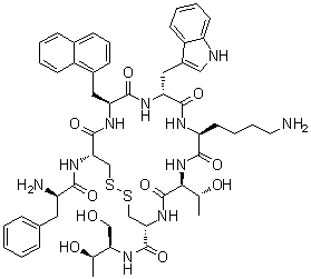 CAS 登录号：848820-27-9, D-苯丙氨酰-L-半胱氨酰-3-(1-萘基)-L-丙氨酰-D-色氨酰-L-赖氨酰-L-苏氨酰-N-[(1R,2R)-2-羟基-1-(羟基甲基)丙基]-L-半胱氨酰胺环(2→7)-二硫醚