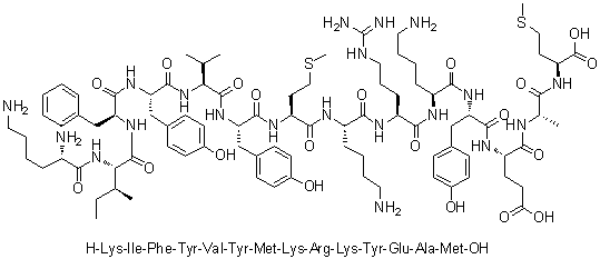 CAS # 849359-86-0, L-Lysyl-L-isoleucyl-L-phenylalanyl-L-tyrosyl-L-valyl-L-tyrosyl-L-methionyl-L-lysyl-L-arginyl-L-lysyl-L-tyrosyl-L-alpha-glutamyl-L-alanyl-L-methionine