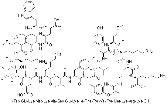 CAS # 849359-90-6, L-Tryptophyl-L-alpha-glutamyl-L-lysyl-L-methionyl-L-lysyl-L-alanyl-L-seryl-L-alpha-glutamyl-L-lysyl-L-isoleucyl-L-phenylalanyl-L-tyrosyl-L-valyl-L-tyrosyl-L-methionyl-L-lysyl-L-arginyl-L-lysine