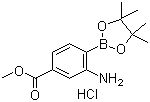 structure of CAS# 850567-49-6, (2-Amino-4-methoxycarbonylphenyl)boronic acid pinacol ester hydrochloride
