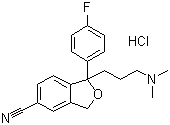 CAS 登录号：85118-27-0, 盐酸西酞普兰, 1-[3-(二甲氨基)丙基]-1-(4-氟苯基)-1,3-二氢-5-异苯并呋喃甲腈盐酸盐