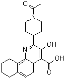 CAS # 851547-34-7, 2-(1-Acetylpiperidin-4-yl)-3-hydroxy-7,8,9,10-tetrahydrobenzo[h]quinoline-4-carboxylic acid, 2-(1-Acetyl-4-piperidinyl)-7,8,9,10-tetrahydro-3-hydroxybenzo[h]quinoline-4-carboxylic acid