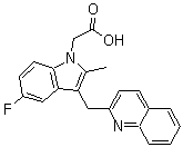 structure of CAS# 851723-84-7, [5-Fluoro-2-methyl-3-(quinolin-2-ylmethyl)indol-1-yl]acetic acid