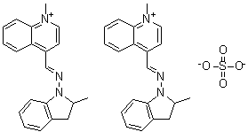 4-[[(2,3-Dihydro-2-methyl-1H-indol-1-yl)imino]methyl]-1-methylquinolinium sulfate (2:1) molecular structure (CAS 85187-89-9)