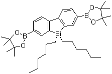 CAS # 852138-91-1, 9,9-Dihexyl-9H-9-silafluorene-2,7-bis(boronic acid pinacol ester), 2,7-Bis(4,4,5,5-tetramethyl-1,3,2-dioxaborolane-2-yl)-9,9-dihexyl-9H-9-dibenzosilole