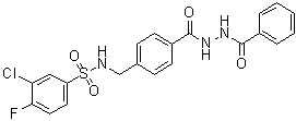 structure of CAS# 852918-02-6, 4-[[[(3-Chloro-4-fluorophenyl)sulfonyl]amino]methyl]benzoic acid 2-benzoylhydrazide