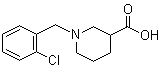 structure of CAS# 853649-08-8, 1-[(2-Chlorophenyl)methyl]-3-piperidinecarboxylic acid