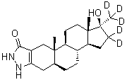 CAS # 853904-68-4, (5alpha,17beta)-17-Hydroxy-17-(methyl-d<sub>3</sub>)-2'H-androst-2-eno[3,2-c]pyrazol-5'(1'H)-one-16,16-d<sub>2</sub>