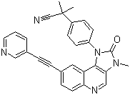2-Methyl-2-[4-[3-methyl-2-oxo-8-[(pyridin-3-yl)ethynyl]-2,3-dihydroimidazo[4,5-c]quinolin-1-yl]phenyl]propionitrile molecular structure (CAS 853910-61-9)