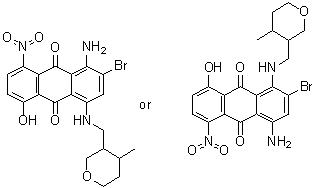 CAS # 85410-14-6, 1-Amino-2(or 3)-bromo-5-hydroxy-8-nitro-4-[[(tetrahydro-4-methyl-2H-pyran-3-yl)methyl]amino]-9,10-anthracenedione