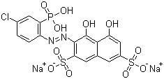 CAS # 85561-96-2, Chlorophosphonazo I, 3-[(4-Chloro-2-phosphonophenyl)azo]-4,5-dihydroxy-2,7-naphthalenedisulfonic acid disodium salt