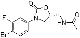 structure of CAS# 856677-05-9, (5S)-N-[3-(4-溴-3-氟苯基)-2-氧代-5-恶唑烷基甲基]乙酰胺