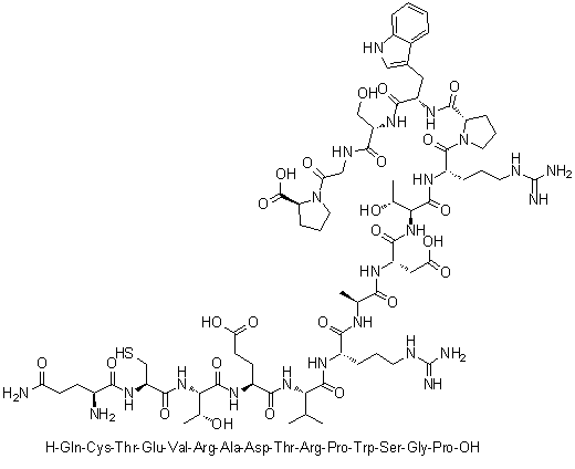 CAS 登录号：858924-90-0, L-谷氨酰胺酰-L-半胱氨酰-L-苏氨酰-L-alpha-谷氨酰-L-缬氨酰-L-精氨酰-L-丙氨酰-L-alpha-天冬氨酰-L-苏氨酰-L-精氨酰-L-脯氨酰-L-色氨酰-L-丝氨酰甘氨酰-L-脯氨酸