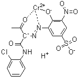 CAS 登录号：85896-36-2, [3-[[1-[[(2-氯苯基)氨基]羰基]-2-氧代丙基]偶氮]-4-羟基-5-硝基苯磺酸]氢铬酸