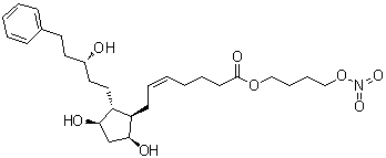 CAS # 860005-21-6, Latanoprostene bunod, (5Z)-7-[(1R,2R,3R,5S)-3,5-Dihydroxy-2-[(3R)-3-hydroxy-5-phenylpentyl]cyclopentyl]-5-heptenoic acid 4-(nitrooxy)butyl ester, NCX 116
