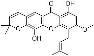 CAS 登录号：864516-31-4, Nigrolineaxanthone V, 7,12-二羟基-9-甲氧基-2,2-二甲基-10-(3-甲基-2-丁烯-1-基)-2H,6H-吡喃并[3,2-b]氧杂蒽