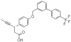 structure of CAS# 865231-46-5, (betaS)-beta-1-Propyn-1-yl-4-[[4'-(trifluoromethyl)[1,1'-biphenyl]-3-yl]methoxy]benzenepropanoic acid