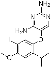 structure of CAS# 865305-30-2, 5-[5-Iodo-4-methoxy-2-(1-methylethyl)phenoxy]-2,4-pyrimidinediamine