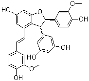 CAS # 865474-98-2, Bisisorhapontigenin A, 5-[(2R,3R)-2,3-Dihydro-6-hydroxy-2-(4-hydroxy-3-methoxyphenyl)-4-[(1E)-2-(4-hydroxy-3-methoxyphenyl)ethenyl]-3-benzofuranyl]-1,3-benzenediol