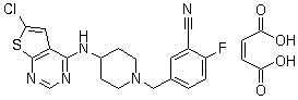 CAS 登录号：866206-55-5, 5-[[4-[(6-氯噻吩并[2,3-d]嘧啶-4-基)氨基]-1-哌啶基]甲基]-2-氟-苯甲腈(2Z)-2-丁烯二酸盐