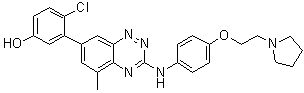 4-Chloro-3-[5-methyl-3-[[4-[2-(1-pyrrolidinyl)ethoxy]phenyl]amino]-1,2,4-benzotriazin-7-yl]phenol molecular structure (CAS 867334-05-2)