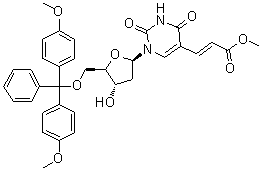 (2E)-3-[1-[5-O-[二(4-甲氧基苯基)苯基甲基]-2-脱氧-beta-D-赤式-呋喃戊糖基]-1,2,3,4-四氢-2,4-二氧代-5-嘧啶基]-2-丙烯酸甲酯分子结构 (CAS 869355-22-6)