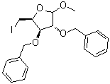 CAS 登录号：869476-25-5, 甲基 5-脱氧-5-碘-2,3-二-O-(苯基甲基)-D-呋喃木糖苷