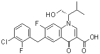 (S)-6-(3-Chloro-2-fluorobenzyl)-7-fluoro-1-(1-hydroxy-3-methylbutan-2-yl)-4-oxo-1,4-dihydroquinoline-3-carboxylic acid molecular structure (CAS 869893-92-5)