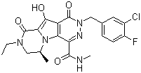 (6S)-2-[(3-Chloro-4-fluorophenyl)methyl]-8-ethyl-1,2,6,7,8,9-hexahydro-10-hydroxy-N,6-dimethyl-1,9-dioxopyrazino[1',2':1,5]pyrrolo[2,3-d]pyridazine-4-carboxamide molecular structure (CAS 869901-69-9)