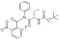 CAS 登录号：870281-84-8, [(1S)-1-[[(2-氟-6-硝基苯甲酰)苯基氨基]羰基]丙基]氨基甲酸叔丁酯