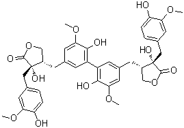 CAS # 870480-56-1, (3S,3'S,4S,4'S)-4,4'-[(6,6'-Dihydroxy-5,5'-dimethoxy[1,1'-biphenyl]-3,3'-diyl)bis(methylene)]bis[dihydro-3-hydroxy-3-[(4-hydroxy-3-methoxyphenyl)methyl]-2(3H)-furanone