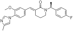 (E)-1-[(1S)-1-(4-Fluorophenyl)ethyl]-3-[3-methoxy-4-(4-methyl-1H-imidazol-1-yl)benzylidene]piperidin-2-one molecular structure (CAS 870843-42-8)