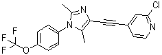 structure of CAS# 871362-31-1, 2-Chloro-4-[[2,5-dimethyl-1-[4-(trifluoromethoxy)phenyl]-1H-imidazol-4-yl]ethynyl]pyridine
