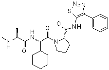 (S)-1-((S)-2-Cyclohexyl-2-((S)-2-(methylamino)propanamido)acetyl)-N-(4-phenyl-1,2,3-thiadiazol-5-yl)pyrrolidine-2-carboxamide molecular structure (CAS 873652-48-3)