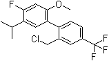 structure of CAS# 875551-28-3, 2'-(Chloromethyl)-4-fluoro-2-methoxy-5-(1-methylethyl)-4'-(trifluoromethyl)-1,1'-biphenyl