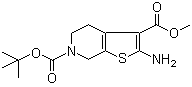 structure of CAS# 877041-47-9, 2-Amino-4,7-dihydrothieno[2,3-c]pyridine-3,6(5H)-dicarboxylic acid 6-(tert-butyl) 3-methyl ester