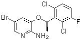 structure of CAS# 877399-00-3, [5-Bromo-3-[(1R)-(2,6-dichloro-3-fluorophenyl)ethoxy]pyridin-2-yl]amine