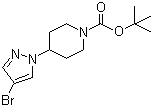 structure of CAS# 877399-50-3, 4-(4-Bromopyrazol-1-yl)piperidine-1-carboxylic acid tert-butyl ester