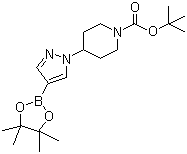 structure of CAS# 877399-74-1, tert-Butyl 4-[4-(4,4,5,5-tetramethyl-1,3,2-dioxaborolan-2-yl)-1H-pyrazol-1-yl]piperidine-1-carboxylate