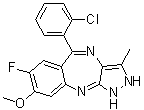 structure of CAS# 882531-87-5, 5-(2-氯苯基)-7-氟-1,2-二氢-8-甲氧基-3-甲基吡唑并[3,4-b][1,4]苯并二氮杂卓